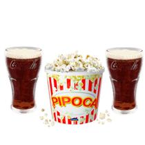 Kit Cinema de Casal com 2 Copos e Balde Grande de Pipoca Kit Cinema de Casal com 2 Copos e Balde Grande de Pipoca