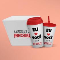 Kit Cinema Premium Eu Você Netflix Balde de Pipoca + 2 Copos - ShopC