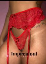 Kit Cinta Liga + 2 Perneiras de Renda Sensual Lingerie Sexy Com Presilhas - Impresioni