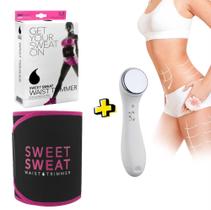 Kit Cinta Modeladora Abdominal Neoprene Térmica + Massageador Ultrassônico