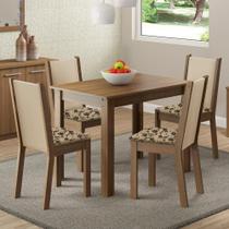 Kit Cíntia Bege Mesa Tampo de Madeira 4 Cadeiras Madesa Kit Cíntia Bege Mesa Tampo de Madeira 4 Cadeiras Madesa