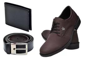 KIT Cinto, Carteira e Sapato Casual Masculino Oxford Social Confortável Sapatênis de Amarrar rf401. - M.S