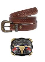 Kit Cinto Country Entalhado + Fivela Cowboy Texas Farm Kit Cinto Country Entalhado + Fivela Cowboy Texas Farm