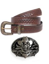 Kit Cinto Country Entalhado + Fivela Cowboy Velho Oeste Cowboy Motociclista