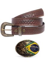 Kit Cinto Country Entalhe + Fivela Cowboy Dr Rodeio Brasil