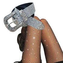 Kit Cinto Country Feminino Strass + Meia Calça Arrastão com Brilho