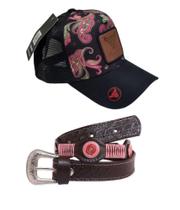 Kit Cinto Cowgirl Menina Infantil Mangalarga Feminino + Boné Criança Floral