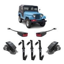 Kit Cinto De Segurança Jeep Willys Abdominal 3 Pontos Hastes