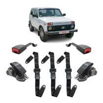 Kit Cinto de Segurança Preto Niva 3 Pontos Abdominal Haste Kit Cinto de Segurança Preto Niva 3 Pontos Abdominal Haste
