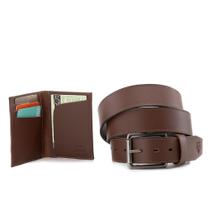 Kit Cinto Em Couro Legitimo + Porta Cartão Masculino De Couro Kit Cinto Em Couro Legitimo + Porta Cartão Masculino De Couro