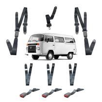 Kit Cinto Estático Preto Vw Kombi 3 Pontos Abdominal Fêmea