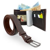 Kit Cinto Masculino Couro + Carteira Masculina Couro Moderno Kit Cinto Masculino Couro + Carteira Masculina Couro Moderno