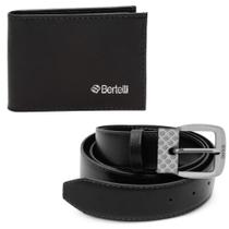 Kit Cinto Masculino Social + Carteira Porta Cartões Slim Bertelli