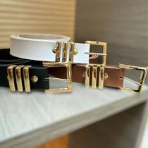 KIT Cinto PLUS SIZE Fivela Quadrada com passador Triplo. DOURADA