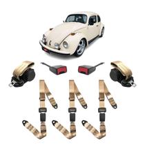 Kit Cinto Retrátil Bege Fusca Tl 3 Pontos Abdominal Haste