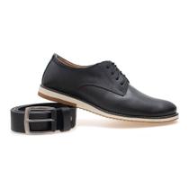 Kit Cinto + Sapato Masculino Oxford Em Couro Conforto Exclusivo