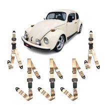 Kit Cinto Segurança Estático Bege Fusca 3 Pontos Abdominal