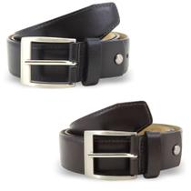 Kit cinto social masculino ajustável couro fivela metal preto e marrom casualstock