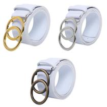 Kit Cintos Feminino Branco Tendência 2024 Argola Dupla