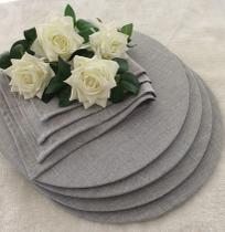 Kit Cinza Jogo americano anel guardanapo tecido supla 12un Kit Cinza Jogo americano anel guardanapo tecido supla 12un