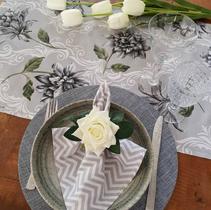 Kit Cinza jogo americano guardanapo tecido supla base 32 un