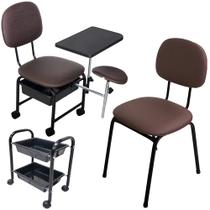 Kit Cirandinha Manicure + Carrinho + Cadeira Cliente - Café