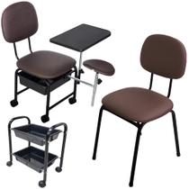 Kit Cirandinha Manicure +Carrinho + Cadeira Cliente - Café