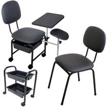 Kit Cirandinha Manicure + Carrinho + Cadeira Cliente - Preto