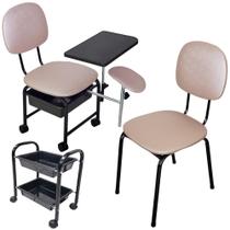 Kit Cirandinha Manicure +Carrinho + Cadeira Cliente - Rosê
