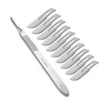 Kit Cirúrgico Cabo de Bisturi N3 + 10 Laminas para Bisturi N10