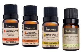 Kit Cítrico - Óleos De Laranja Doce - Tangerina - Limão Tahiti E Siciliano Via Aroma