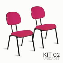 kit cjs 02 cadeiras secretária palito desmontavel corano rosa - Company