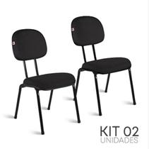 kit cjs 02 cadeiras secretária palito desmontavel preta