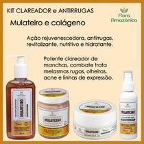 Kit Clareador e antirrugas Mulateiro - Sabonete Glicerinado + Máscara + Esfoliante + Creme Facial - 660ml Kit Clareador e antirrugas Mulateiro - Sabonete Glicerinado + Máscara + Esfoliante + Creme Facial - 660ml