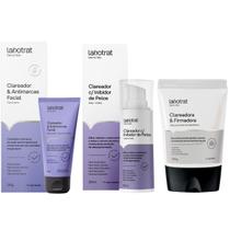 Kit Clareador Facial e Antimarcar Argila Branca Firmadora e Serum Clareador Inibidor de Pelos Verão