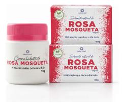 Kit Clareador Facial Rosa Mosqueta E Vitamina B3 + Dois Sabonetes Limpeza e Hidratação