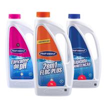 kit Clarificante Algicida Elevador de ph 1 litro Hidroazul