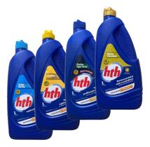 Kit Clarificante, Algicida Manutenção, Limpa Bordas e Elimina Oleosidade HTH