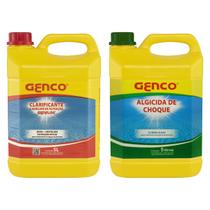 Kit Clarificante Genfloc 5L e Algicida Choque 5L Genco