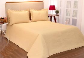 KIT Classic Cobre Leito Colcha Queen Matelado Ultrassônico Premium Luxo 03 Peças