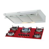 Kit Clássico Fischer Depurador Classic New 80 cm e Cooktop 5B TC Vermelho Kit Clássico Fischer Depurador Classic New 80 cm e Cooktop 5B TC Vermelho