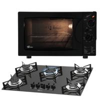 Kit Clássico Fischer: Forno Bancada Grill Preto e Cooktop 5B Voltagem:220 Kit Clássico Fischer: Forno Bancada Grill Preto e Cooktop 5B Voltagem:220