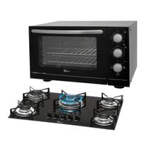 Kit Clássico Fischer: Forno Bancada New Preto e Cooktop 5B Tripla Chama Voltagem:127 Kit Clássico Fischer: Forno Bancada New Preto e Cooktop 5B Tripla Chama Voltagem:127