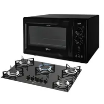 Kit Clássico Fischer: Forno Bancada Pop Preto e Cooktop 5B