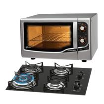 Kit Clássico Fischer: Forno Bancada Prata Grill e Cooktop 4B TC Voltagem:220 Kit Clássico Fischer: Forno Bancada Prata Grill e Cooktop 4B TC Voltagem:220