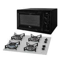 Kit Clássico Fischer Forno Bancada Turbo 2.4 New e Cooktop a Gás 4B Branco Kit Clássico Fischer Forno Bancada Turbo 2.4 New e Cooktop a Gás 4B Branco