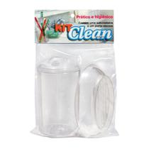 Kit Clean Porta-escova Cristal Saboneteira Pia Transparente Kit Clean Porta-escova Cristal Saboneteira Pia Transparente