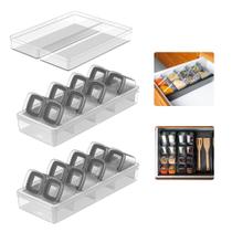 Kit Clear 3 Peças - Organizador De Gavetas E Porta Temperos