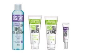 kit clearskin Avon 4 itens com loção tônica sabonete em gel esfoliante gel secativo kit clearskin Avon 4 itens com loção tônica sabonete em gel esfoliante gel secativo