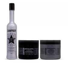 Kit Cliente Prata Pós Química (3un) Coiffer Com Shampoo, Condicionador e Máscara